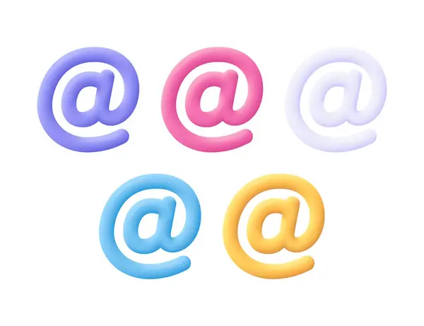 电子邮件签名 在线通信 信息传递和邮寄的概念 3D矢量图标 卡通简约风格 — 图库矢量图片