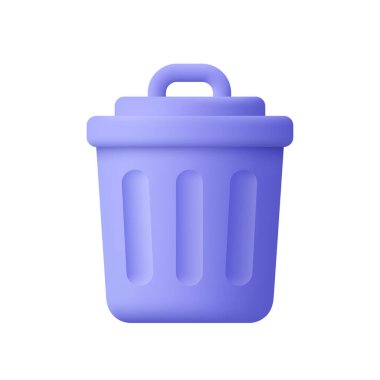 Trash can, trash bin. Environment garbage concept. 3d vector icon. Cartoon minimal style.