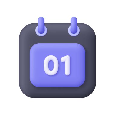 Ayın 11. günü siyah mor takvim. Zaman yönetimi, planlama, teslim tarihi ve etkinlik programı kavramı. 3d vektör simgesi. Çizgi film biçimi.