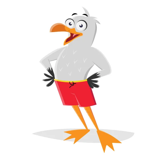 Funny Cartoon Seagull Trunks — Stock Vector