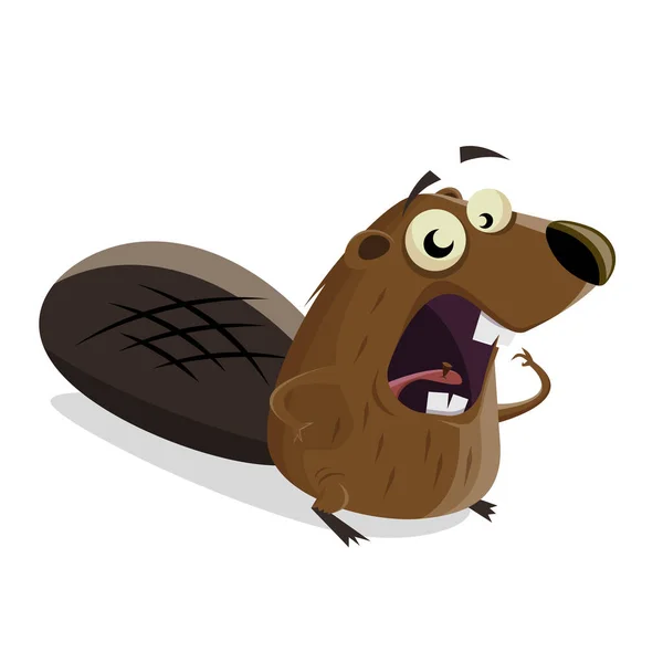 Funny Cartoon Beaver Has Thorn His Tongue — Stock Vector