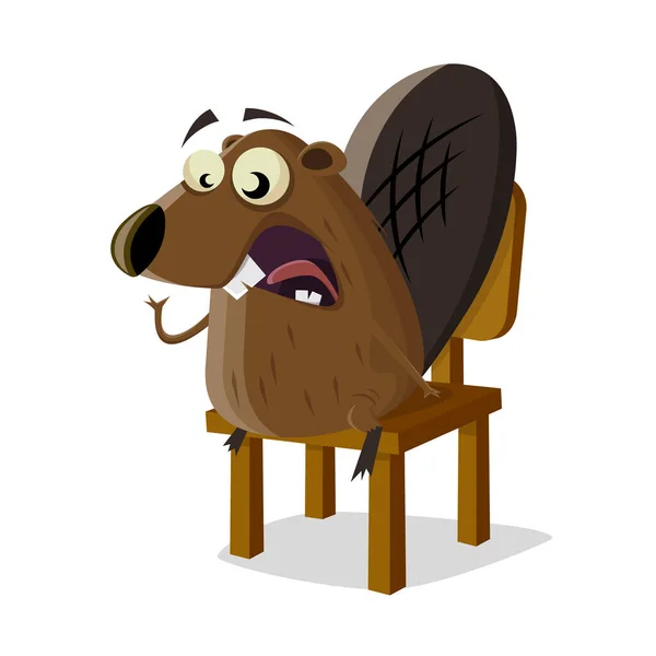 Engraçado Dos Desenhos Animados Castor Falando Sobre Seus Problemas — Vetor de Stock