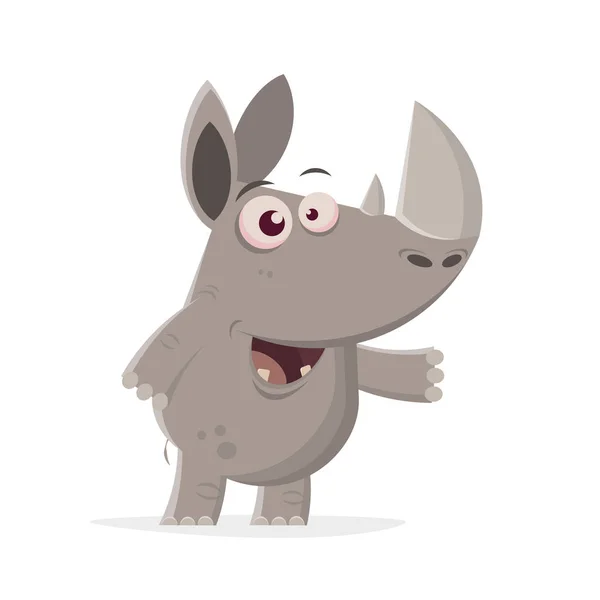 Legrační Ilustrace Šťastného Kresleného Nosorožce — Stockový vektor