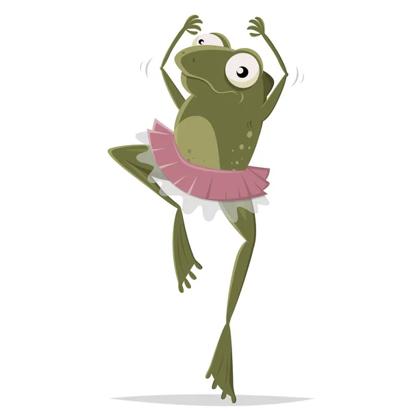 Funny Cartoon Frog Dancing Ballet — Vettoriale Stock