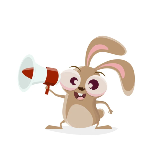 Funny Cartoon Rabbit Megaphone — Stock Vector