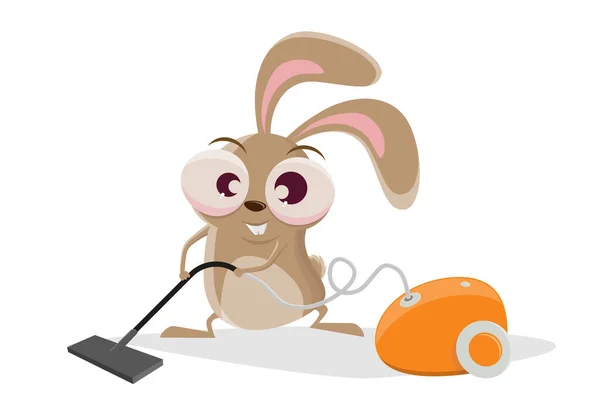 Funny Cartoon Rabbit Vacuum Cleaner — Stock Vector