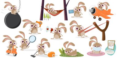 large collection of a funny cartoon rabbit clipart