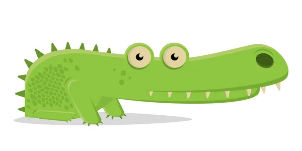 Grappige Cartoon Krokodil Vector Illustratie — Stockvector