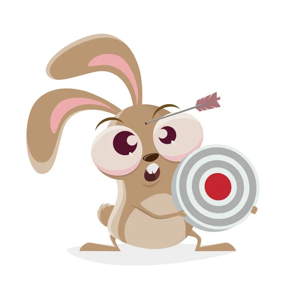 Funny Cartoon Rabbit Holding Target — Stock Vector