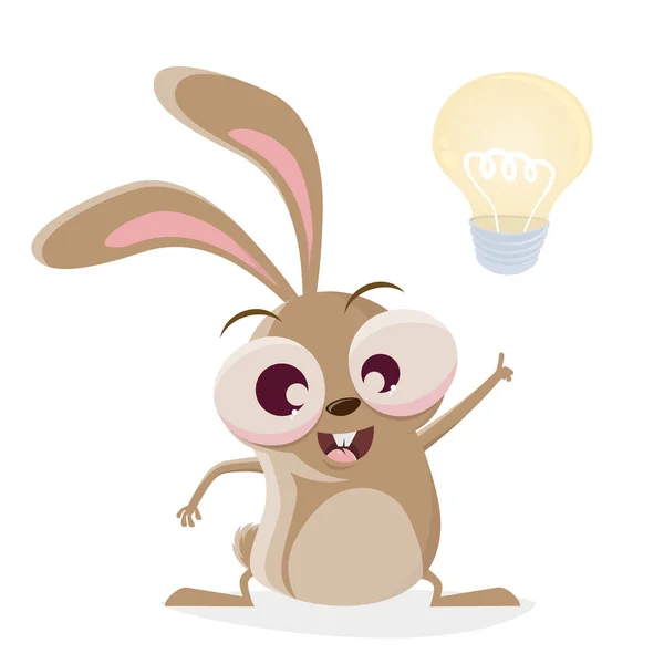 Divertido Conejo Dibujos Animados Tiene Una Buena Idea — Archivo Imágenes Vectoriales