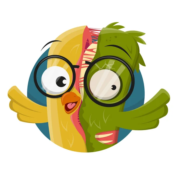 Śmieszne Przerażające Ilustracji Kreskówki Ptaka Zombie Grafika Wektorowa