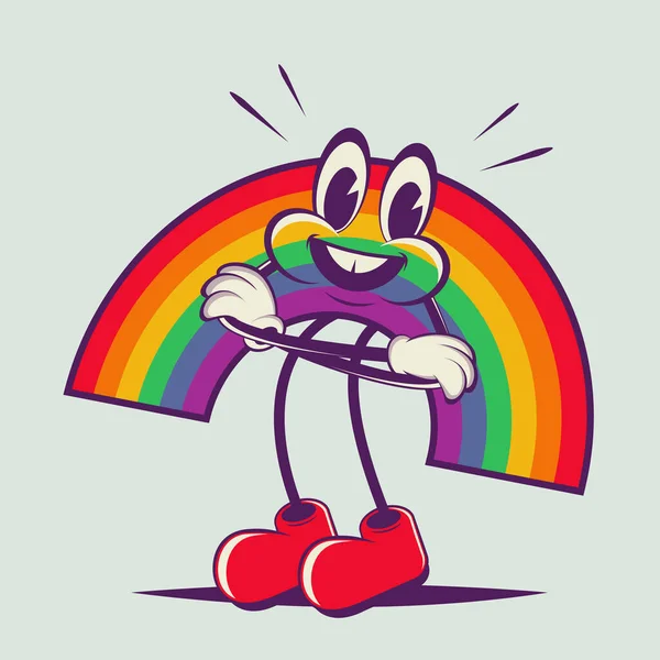 Retro Cartoon Illustration Eines Lustigen Regenbogens Stockvektor
