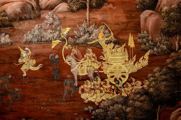 Ramayana Pintura Pared Del Arte Mito Historia Del Ramayana Gran — Foto de Stock