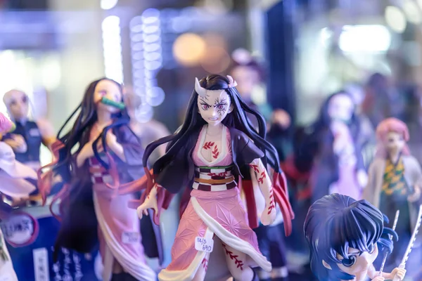 バンコク 2023 ミニチュア人形 日本のプラスチックモデルキット さまざまな数字とスタイルで 選択的な焦点でお土産のためにMixt Chatuchakで販売 — ストック写真