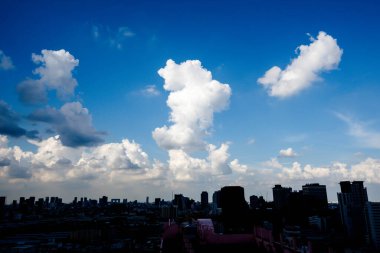 Mavi Gökyüzü Arkaplanı farklı türde güzel kabarık bulutlar ve güzel bir manzara ve bazıları da şehir manzarası..
