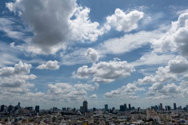 Mavi Gökyüzü Arkaplanı farklı türde güzel kabarık bulutlar ve güzel bir manzara ve bazıları da şehir manzarası..