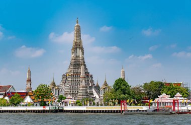 Pagoda of Wat Arun Temple in Bangkok City along Chao Praya river, one of the best Landmark for tourists and visitors. Beautiful travel attraction for holidays in Thailand.