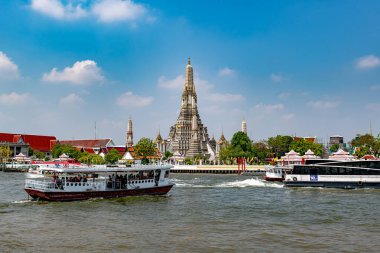 Pagoda of Wat Arun Temple in Bangkok City along Chao Praya river, one of the best Landmark for tourists and visitors. Beautiful travel attraction for holidays in Thailand.