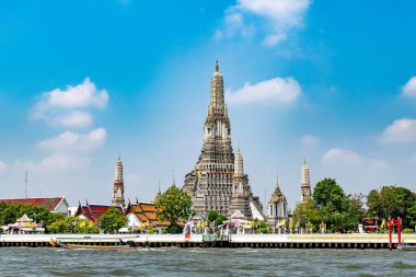 Pagoda of Wat Arun Temple in Bangkok City along Chao Praya river, one of the best Landmark for tourists and visitors. Beautiful travel attraction for holidays in Thailand.