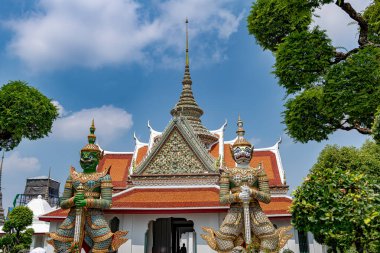 Pagoda of Wat Arun Temple in Bangkok City along Chao Praya river, one of the best Landmark for tourists and visitors. Beautiful travel attraction for holidays in Thailand.