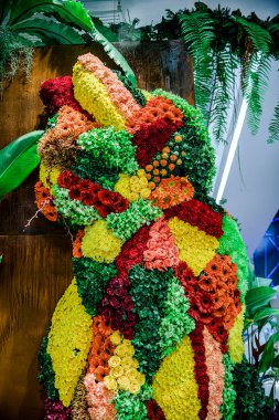 Güzel çiçek süslemeleri, çiçek arka planı, düğün dekorasyonu, gül deseni, renkli arka plan, bir demet çiçek.