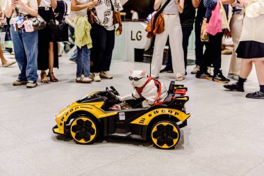Bangkok, Tayland. - 1 Mayıs 2025, Tayland 'daki Hayvan Fuarı QSNCC' de. Ziyaretçiler, alışveriş için kendi hayvanlarını getirebilir ve şovdaki diğer hayvanlarla eğlenebilirler..