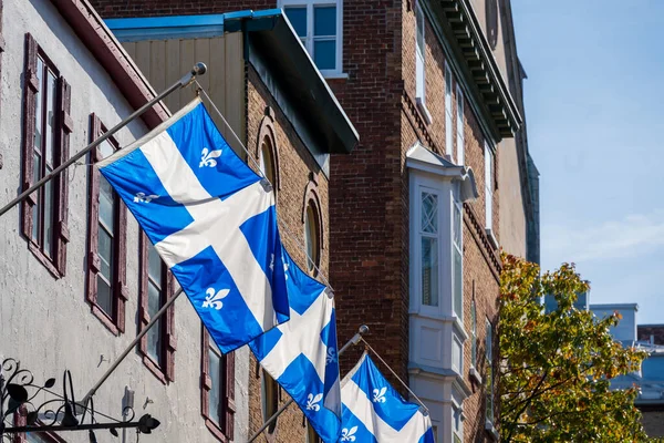 Flag of Quebec. Quebec City Old Town. Canada.