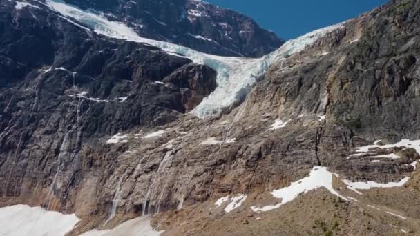 Angel Glacier Mount Edith Cavell Lecie 2021 Roku Park Narodowy — Wideo stockowe