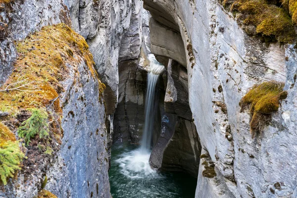 Wodospad Maligne Canyon Latem Park Narodowy Jasper Alberta Kanada — Zdjęcie stockowe