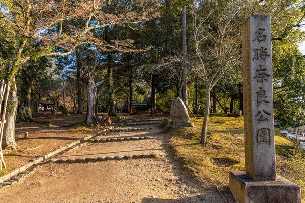Nara Japonya Aralık 2018 Nara Parkı Girişindeki Anıt — Stok fotoğraf