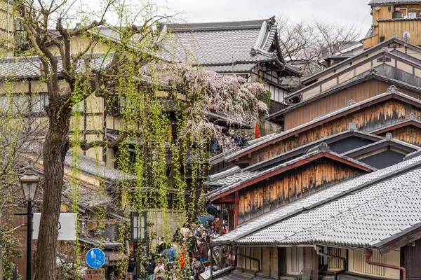 Kyoto Japón Marzo 2023 Sannenzaka Flores Cerezo Primavera Histórico Distrito — Foto de Stock