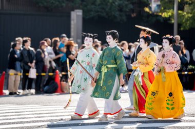 Kyoto, Japonya - 22 Ekim 2023: Jidai Matsuri (Çağlar Festivali), Kyoto 'nun üç büyük festivalinden biri..