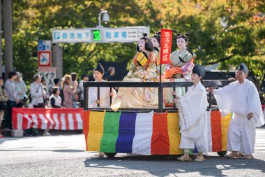 Kyoto, Japonya - 22 Ekim 2023: Jidai Matsuri (Çağlar Festivali), Kyoto 'nun üç büyük festivalinden biri..