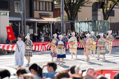 Kyoto, Japonya - 22 Ekim 2023: Jidai Matsuri (Çağlar Festivali), Kyoto 'nun üç büyük festivalinden biri..