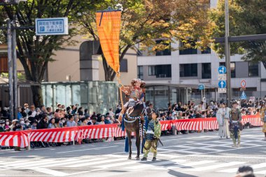 Kyoto, Japonya - 22 Ekim 2023: Jidai Matsuri (Çağlar Festivali), Kyoto 'nun üç büyük festivalinden biri..