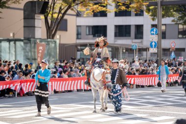 Kyoto, Japonya - 22 Ekim 2023: Jidai Matsuri (Çağlar Festivali), Kyoto 'nun üç büyük festivalinden biri..