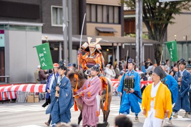 Kyoto, Japonya - 22 Ekim 2023: Jidai Matsuri (Çağlar Festivali), Kyoto 'nun üç büyük festivalinden biri..