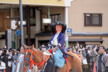 Kyoto, Japonya - 22 Ekim 2023: Jidai Matsuri (Çağlar Festivali), Kyoto 'nun üç büyük festivalinden biri..