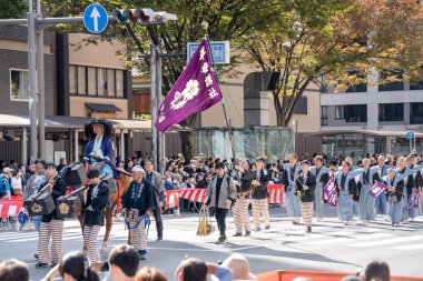 Kyoto, Japonya - 22 Ekim 2023: Jidai Matsuri (Çağlar Festivali), Kyoto 'nun üç büyük festivalinden biri..