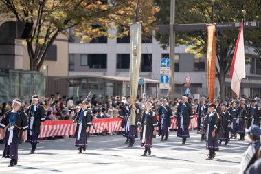Kyoto, Japonya - 22 Ekim 2023: Jidai Matsuri (Çağlar Festivali), Kyoto 'nun üç büyük festivalinden biri..