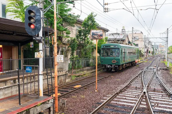 Киото Япония Июня 2024 Года Станции Демачиянаги Останавливается Поезд Модели Стоковое Фото