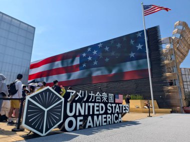 Osaka, Japonya - 30 Nisan 2025: Osaka Kansai Fuarı 'ndaki ABD Pavyonu.
