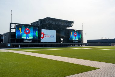 Osaka, Japonya - 30 Nisan 2025: ExPO Arena Matsuri, Expo 2025 Osaka Kansai 'de bir açık hava etkinlik meydanı..