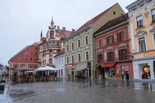 Cloudy Rainy Day Beautiful Old City Maribor Slovenia Decemaber 10D — Stockfoto