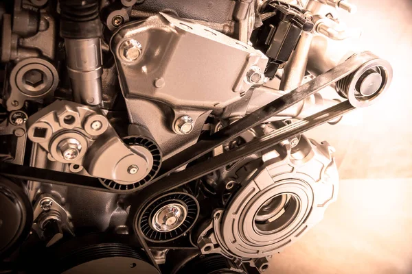 Detailní Záběr Mechaniky Automobilového Motoru — Stock fotografie