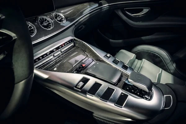Painel Visão Interior Carro Esportivo Mercedes Amg Exibido Moto Show — Fotografia de Stock