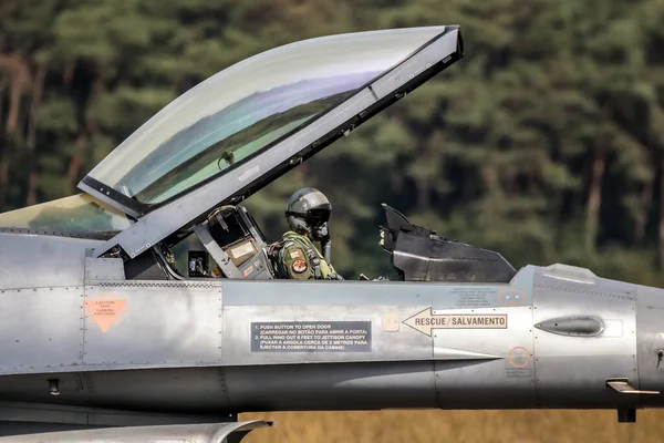 Piloto Militar Português Com Capacete Cockpit Caça Base Aérea Kleine — Fotografia de Stock