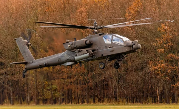 Army Boeing 64E Apache Guardian Attack Helicopter Arriving Gilze Rijen — Stock Photo, Image