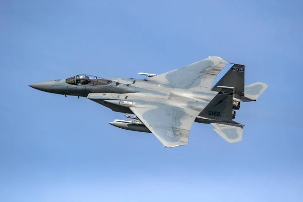 Amerykański Samolot Myśliwski Eagle Florydy Ang Locie Podczas Ćwiczeń Flaga — Zdjęcie stockowe