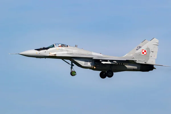 Aeronautica Militare Polacca Mig Fulcrum Avvicinamento Finale Alla Base Aerea — Foto Stock